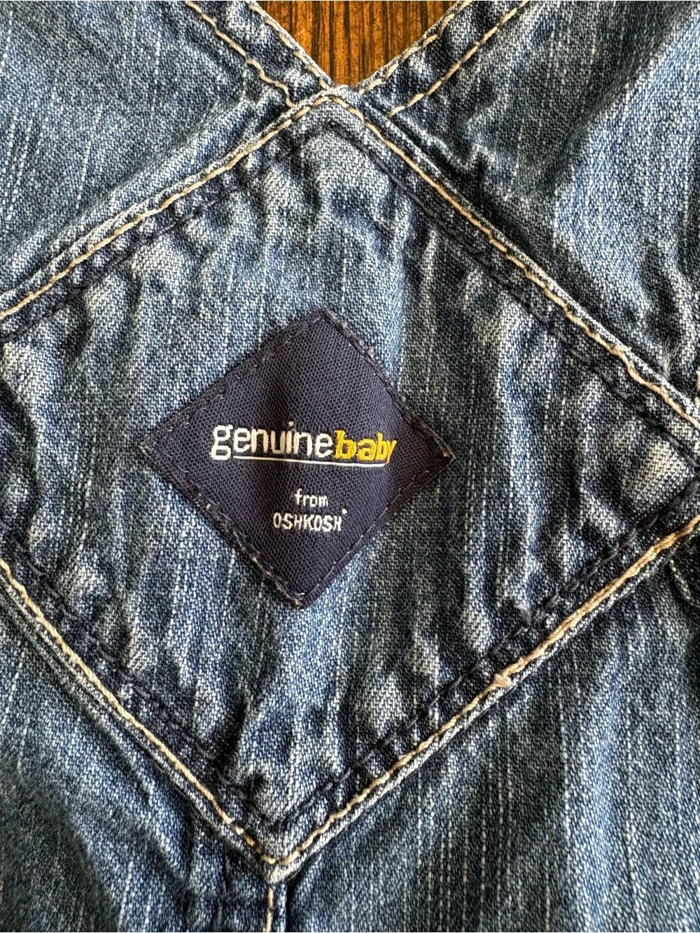 Vintage Genuine Baby From Osh Kosh Bib Overalls Size 6 Months Y2K Denim Snap Leg